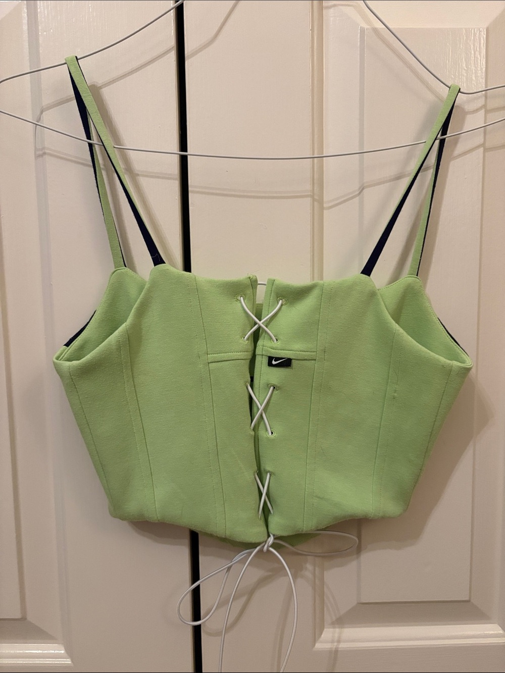 Recycled Nike Lime Green & Navy Corset Crop Top - Picture 2 of 4